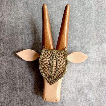 Peach Cow Head Handcrafted Wooden Wall Art